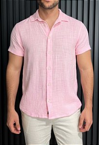Camisa Resort Vidic Rosa MC
