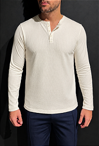 Henley Manga Longa Texturizada Vidic Off