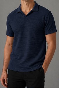 Polo V Azul Aço Texturizada Vidic