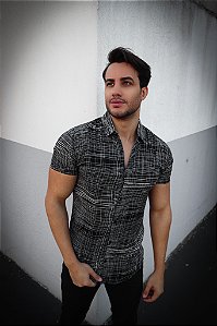 Camisa de Botão Estampa Geométrica Vintage