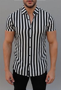 Camisa Masculina Listrada Linho