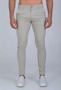 Calça Sarja Alfaiataria Super Skinny Areia