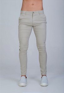 Calça Sarja Alfaiataria Super Skinny Areia