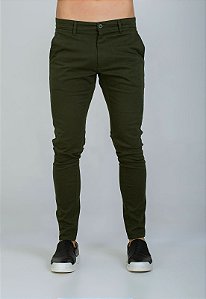 Calça Sarja Alfaiataria Super Skinny Verde Militar
