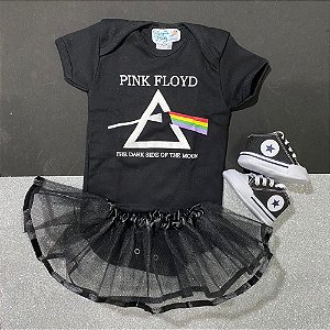 Kit Body Pink Floyd menina tule com tênis