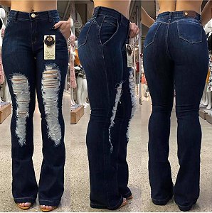 Calça Flare Destroyed