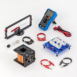 CONJUNTO ELETROMAGNETISMO, COM FONTE DE ALIMENTAÇÃO CC- ENSINO LEI DE LENZ, LEI DE FARADAY -SCN-F006I