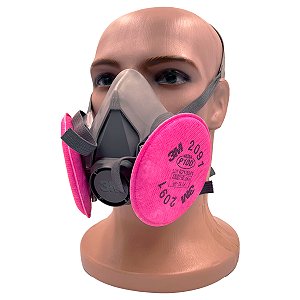 Mascara Respirador 3M 6200 Com Filtros 2091 Para Partículas Altamente Tóxicas