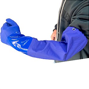 Luva Nitrilica Super Pvc Cano Longo 36+30cm Azul Super Safety CA 36581