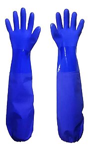 Luva Nitrilica Super Cano Longo 36+30cm Azul Super Safety