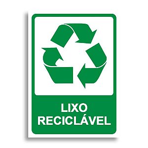 Placa De Sinalizaçao  De Lixo Reciclavel 0,180x0,250x2mm