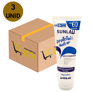 3 Unidades Protetor Solar Fps 60 Sem Oleo Proteção UVA UVB Sunlau
