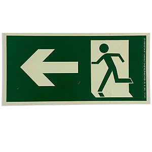 PLACA SAIDA PARA A ESQUERDA 26 X 13 CM - FOTOLUMINESCENTE ANTICHAMA