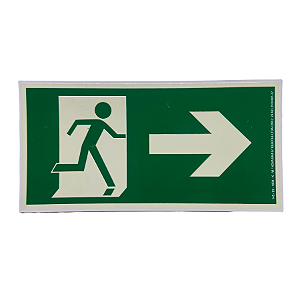 PLACA SAIDA PARA A DIREITA 26 X 13 CM - FOTOLUMINESCENTE ANTICHAMA