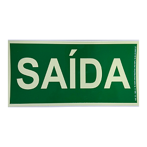 PLACA DE SINALIZACAO SAIDA 13X26 FOTOLUMINESCENTE ANTICHAMA
