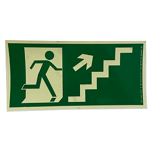 PLACA ESCADA SUBIDA A DIREITA 26 X 13 CM - FOTOLUMINESCENTE ANTICHAMA