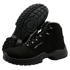 BOTINA ESTIVAL EM MICROFIBRA EN10071S2 BICO DE PVC PRETO E CINZA C.A 44558