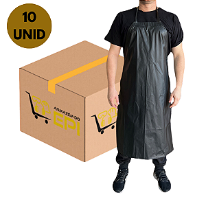 Kit Com 10 Avental Impermeável em Pvc Preto Maicol CA 38302