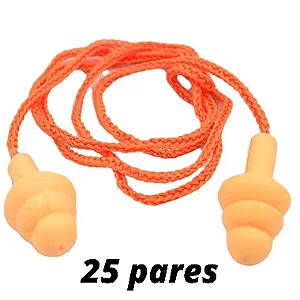 Kit 25 pares Protetor auditivo Auricular Silicone Tipo Plug 15db Ca 19578