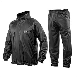 Capa de Chuva para Motoqueiro Delta Flex Pvc Preta Sem Capuz