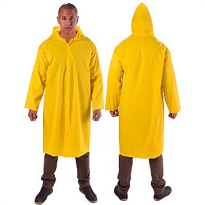 Capa de Chuva Amarela Forrada Vinilseg Soft Com Capuz e Botões de Pressão CA 33304