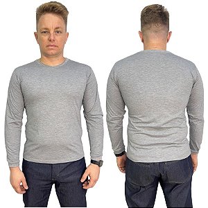 Camiseta Malha Uniforme PV Cinza Para Empresa Manga Longa
