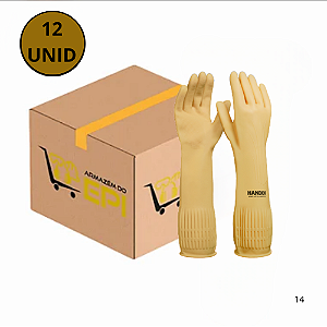 Luva Latex Ranhurada Longa Flex Handex C.A 48645 PCT Com 12 Und