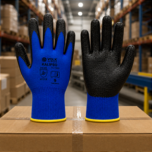 Luva Multitato azul e preta Com Banho Nitrílico Nitril Wave Handex CA 46692
