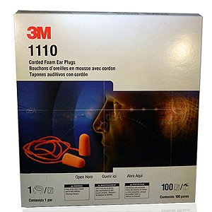 Protetor Auricular 3M™ 1100 16 db com cordão - caixa com 100 unidades