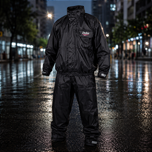 Capa De Chuva Delta Em Nylon Preta Moto Motoqueiro com bolso
