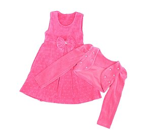 Vestido Pink com Casaquinho Plush 1/3 