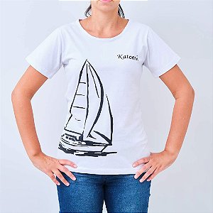 Camiseta feminina -TRIPULAÇÃO- Branca e Preta