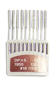 DPX5 18 ORANGE - AGULHA P/ RETA CABO GROSO, CASEAR, ZIGZAG, 2 AGULHAS, TRAVETE - 01 unidade cartela com 10 agulhas
