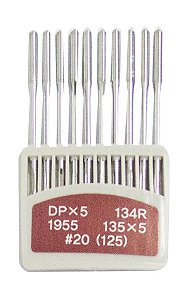 DPX5 20 ORANGE - AGULHA P/ RETA CABO GROSO, CASEAR, ZIGZAG, 2 AGULHAS, TRAVETE - 1 unidade cartela com 10 agulhas