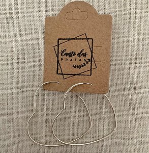 Brinco Argola Coração Prata 925