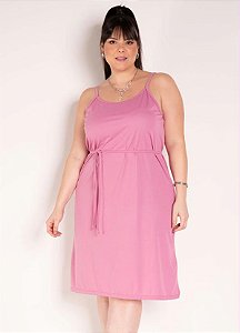 Vestido De Alças Rosa Com Amarração Plus Size
