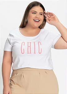 Blusa Branca Com Estampa Na Frente Plus Size