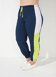 Calça Marinho Com Recortes Plus Size