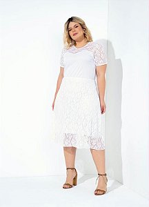 Vestido Branco Em Renda Com Forro Plus Size - Foxxstore