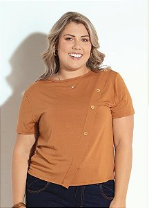 Blusa Caramelo Com Botões Decorativos