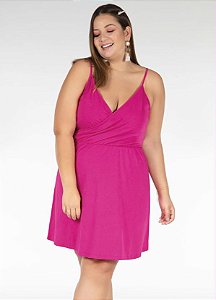 Vestido Curto Pink Transpassado Plus Size