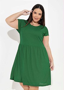 Vestido Soltinho Verde Com Forro Plus Size