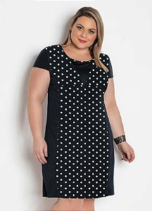 Vestido Floral Poá Elástico Na Cintura Plus Size