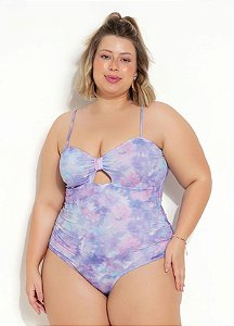 Maiô Plus Size Tie Dye Com Recorte