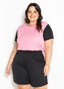 Conjunto Pink Com Cropped E Calça Plus Size - Foxxstore