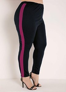 Calça Preta E Púrpura Com Recortes Plus Size