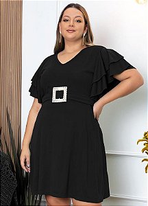 Vestido Preto Em Malha Plus Size