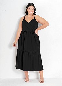 Vestido Preto Com Transpasse Plus Size