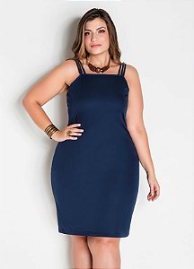 Vestido De Alças Marinho Plus Size