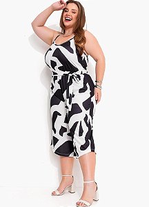 Macacão Abstrato Em Jersey Acetinado Plus Size